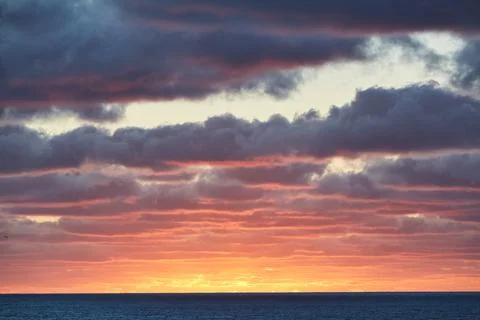 Cornwall, UK - Sunset with dramatic sky at Land`s End Fotos de archivo