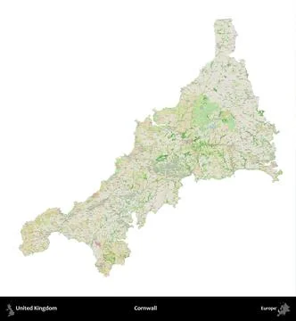 Cornwall, United Kingdom, isolated on white. OpenStreetMap French Stock Illustration