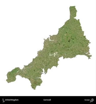 Cornwall, United Kingdom, isolated on white. Satellite B Stock Illustration