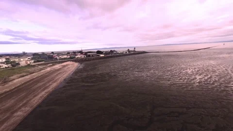 Coromandel Peninsula Beach on a Low Tide - Fly by FPV Drone Stock Footage 277331261