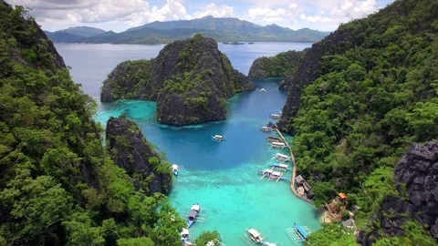 Coron Island Aerial View, Palawan, Philippines Stock Footage