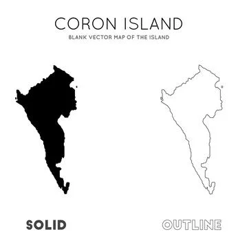 Coron Island map. Borders of Coron Island for your infographic. Vector illu.. Stock Photos