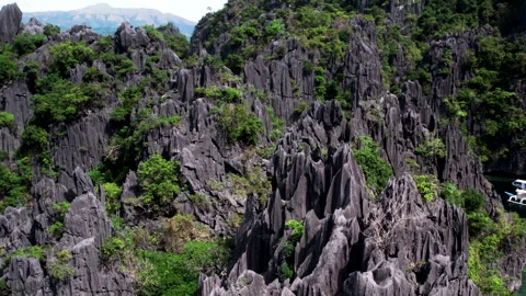 Coron Limestone Cliffs and Coral Reefs - Drone 1 Stock Footage 303602736