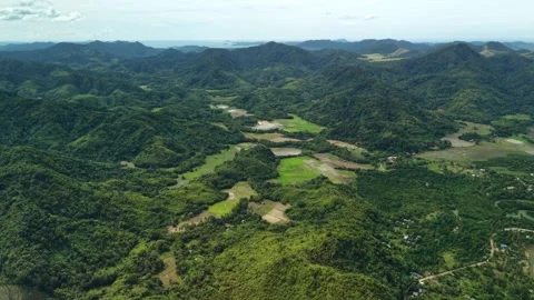 Coron Mountain Valley With Rice Fields and Distant Coast Stock-Footage 335521110