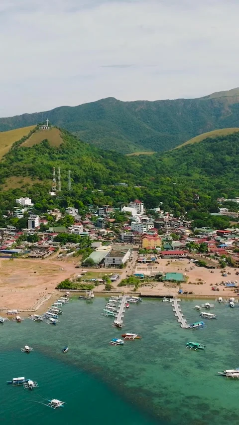 Coron Town Proper in Palawan, Philippines. Stock Footage 344985258