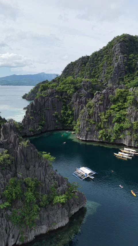 Coron Twin Lagoon Stock Footage 345011722