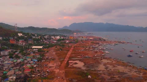Coron Waterfront Development Aerial Stock Footage 346501256