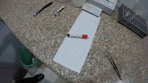 Corona Blood Sample On Table, Test For Covid-19 Virus  Infected Patient Sample Stock Footage 129093013