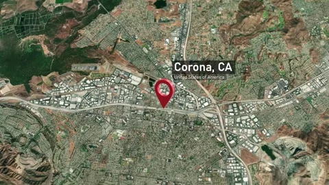 Corona City Map Zoom (CA, USA) from Space to Earth Video stock 295380581