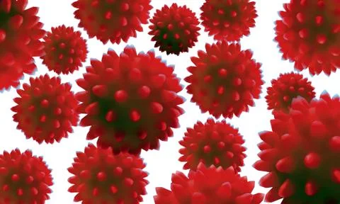 Corona COVID-19. Sars. Flu. Microscopic view of a infectious virus. Stock Illustration