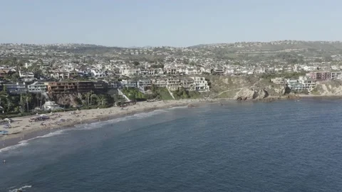 Corona Del Mar State Beach, California. Drone 4K (no color grade - DLog) Stock Footage 133111580