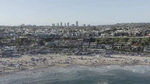 Corona Del Mar State Beach, California. Drone 4K (no color grade - DLog) Stock Footage 133111950