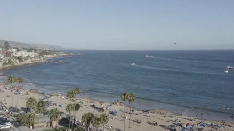Corona Del Mar State Beach, California. Drone 4K (no color grade - DLog) Stock Footage 133112467