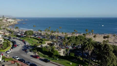 Corona Del Mar State Beach, California. Drone 4K Stock Footage 133113979