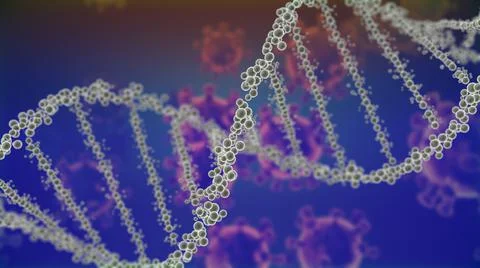 Corona with DNA double helix model background Stock Illustration