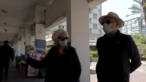 Corona elderly shoppers Stock Footage 128584101