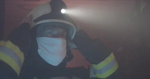 Corona Mask Firefighter 04 Stock Footage