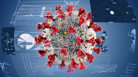 Corona SARS CoV 2 virus Data Analysis seamless loop Stock Footage 128805062
