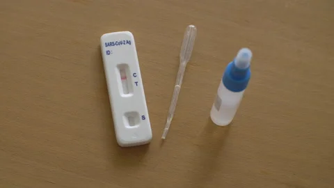 Corona self test with negative result Stock Footage 151785460