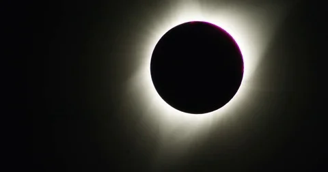 The corona of the sun is visible during totality of the solar eclipse viewed Stock Footage 81573818