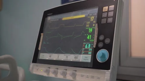 Corona therapy and ECG device screen in the hospital Stock Footage 148480301