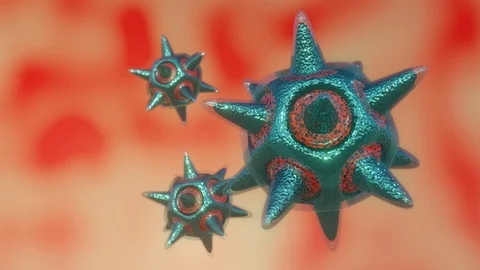 Corona Virus 3d rendered in host body microscopic view. Deadly Flu virus. Stock Footage 123709518