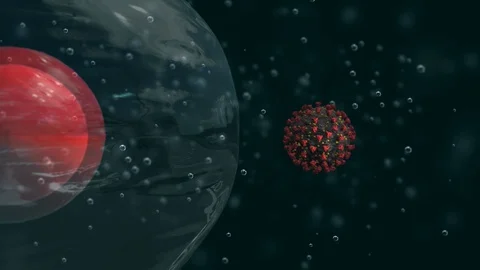 Corona virus attacking cell. 3D render. Stock Footage 128228655