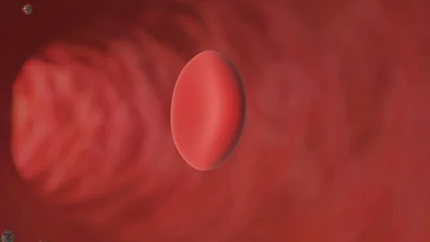 Corona virus attacks a blood cell - Realistic rotating 3D footage of coronavirus Stock Footage 128229528