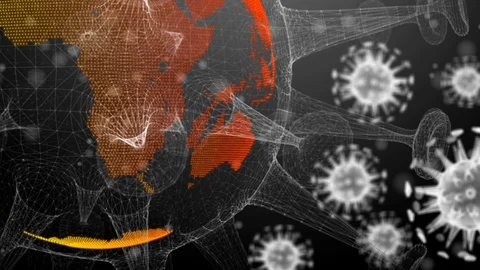 Corona virus background, The framework of the corona virus. Stockbeeldmateriaal 128859186