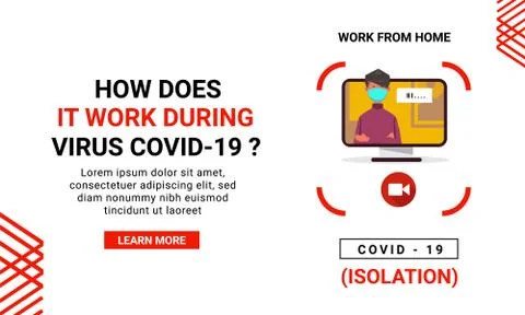 Corona virus banner template for work from home stay safety stay healthy Stock Illustration