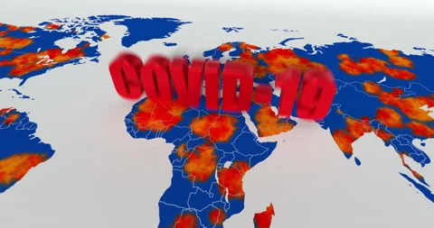 Corona virus breaks the world map, 3D animation with alpha channel Stock Footage 131372455