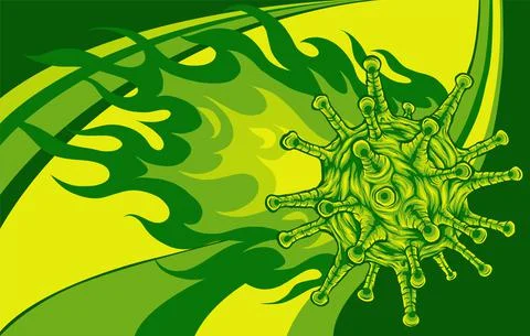 Corona virus burns with flames vector illustration Stock Illustration