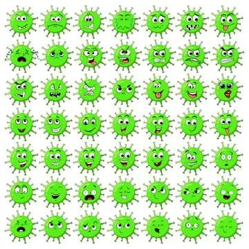 Corona Virus character with face expression. virion of Coronavirus Funny char Stock Illustration