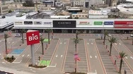 Corona Virus Days, Aerial View Of Shopping Centre Empty Parking Lot. Stock Footage