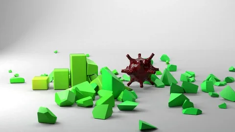 Corona Virus Destroying Green Statistic Graph 3D Rendering Stock Footage 128164948