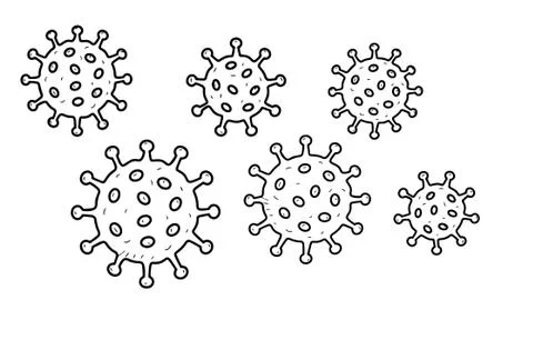 Corona virus detected under microscope, black and white illustration Ilustración de archivo