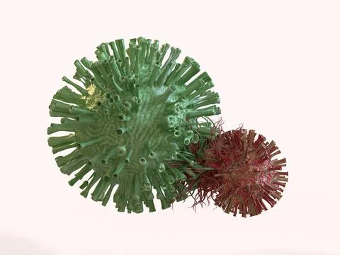Corona virus evolving 3d render Stock Illustration