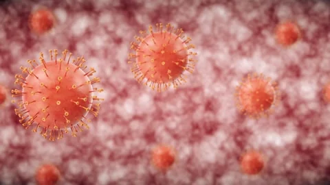 Corona Virus Floating Animation In 4K red Video stock 135659686
