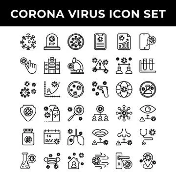 Corona virus icon set include corona virus, infection, mask, medical, disease 스톡 일러스트