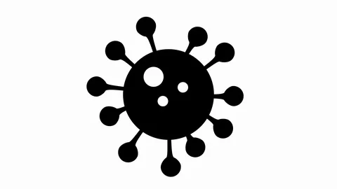 Corona virus icon symbol loop black Video stock 129644335