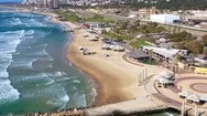 Corona Virus Lockdown Days, Aerial View Of Empty City Beach. Stock Footage