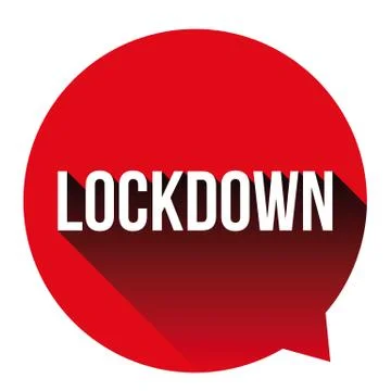 Corona virus lockdown sign red label Stock Illustration