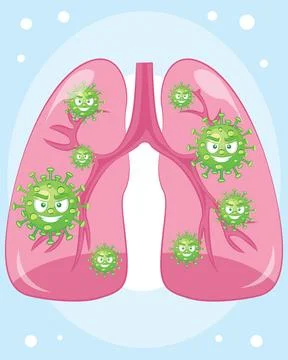 Corona virus in lung with text vector illustration. Stock Illustration