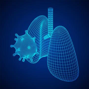 Corona Virus with lungs wireframe concept Illustrazione stock