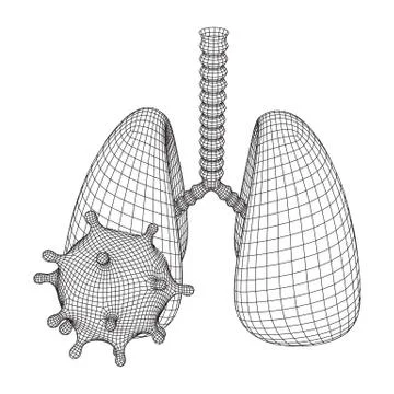 Corona Virus with lungs wireframe concept Stock Illustration