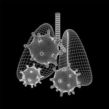 Corona Virus with lungs wireframe concept イラスト素材