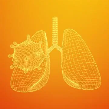 Corona Virus with lungs wireframe concept 스톡 일러스트