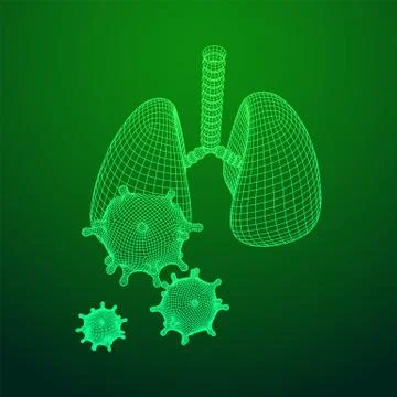 Corona Virus with lungs wireframe concept Stock Illustration