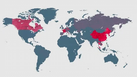 Corona virus map disease spreading animation. Technologies, morbidity signal, st Stock Footage 155924319