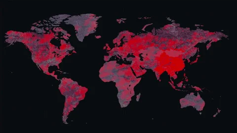 Corona virus map disease spreading animation. Technologies, morbidity signal, st Stock Footage 155925747